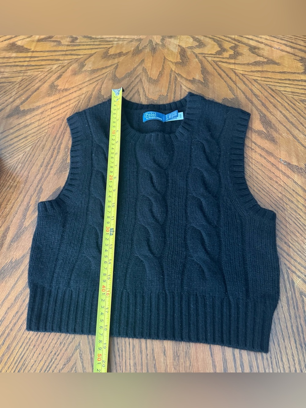 Polo by Ralph Lauren Black Cable Knit Sleeveless Sweater Vest - Picture 2 of 7